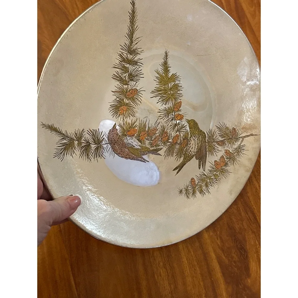 Reed & Barton Audubon Ltd Ed‎ Damascene Pine Siskin & Red Shouldered Hawk Plate